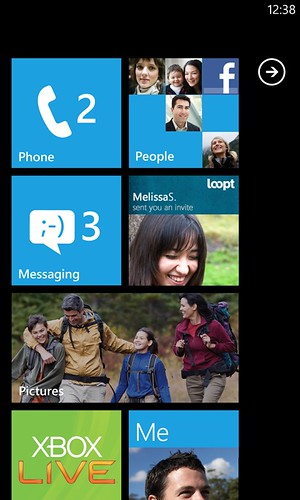 Windows Phone domácí obrazovka